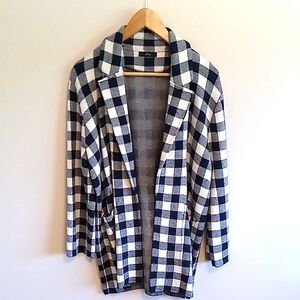 J Crew Sophie Check Gingham Knit Blazer Size XL